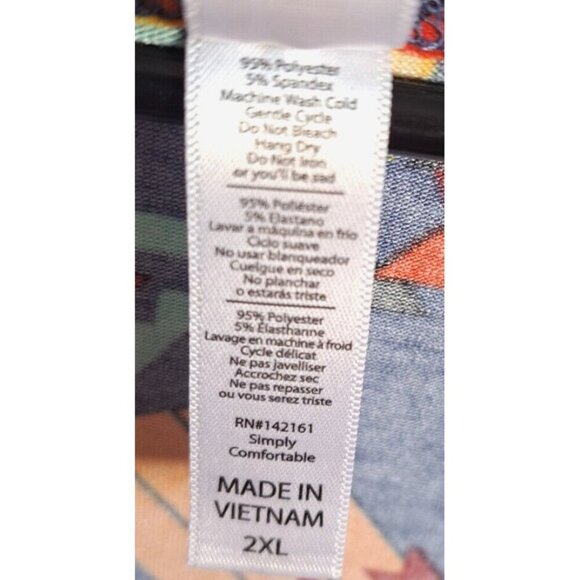 LuLaRoe Women's 2XL Multicolor Short Sleeve Tunic Faces and Geometric Shapes - Picture 4 of 6